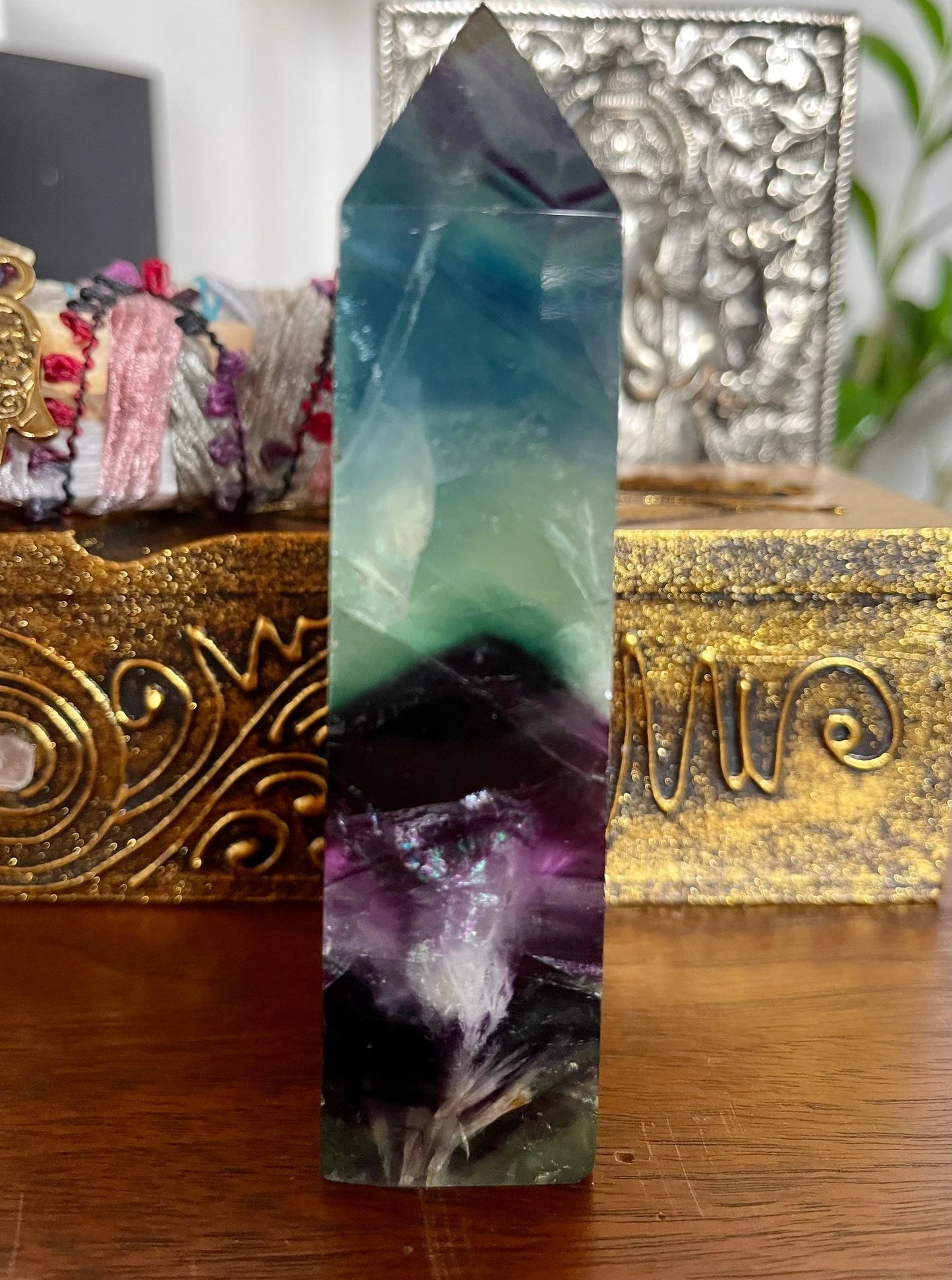 High Quality Rainbow Fluorite Tower, Bodhi Crystal Magic