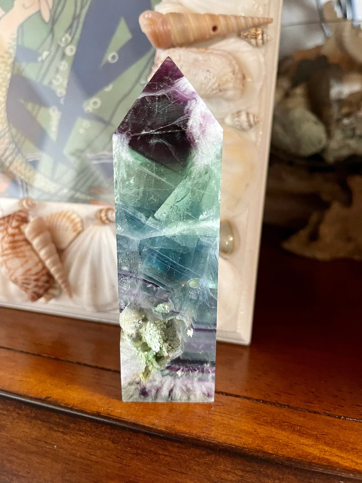 High Quality Rainbow Fluorite Tower, Bodhi Crystal Magic