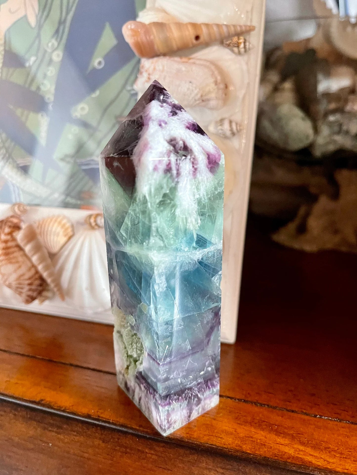 High Quality Rainbow Fluorite Tower, Bodhi Crystal Magic