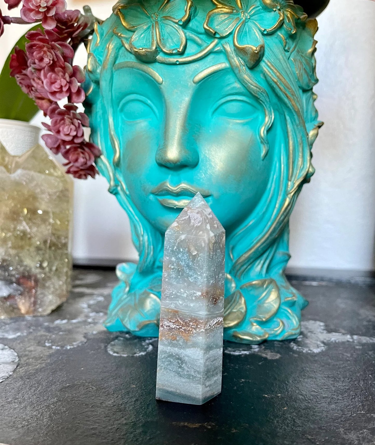 Natural Amazonite Tower, Interesting Patterns, Bodhi Crystal Magic