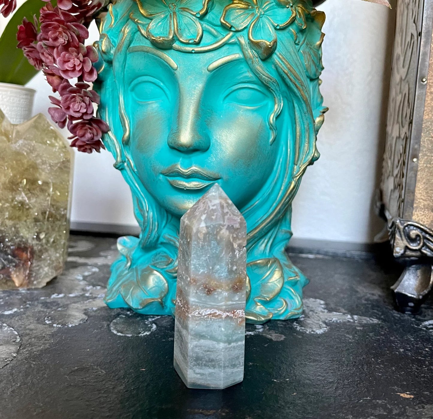 Natural Amazonite Tower, Interesting Patterns, Bodhi Crystal Magic