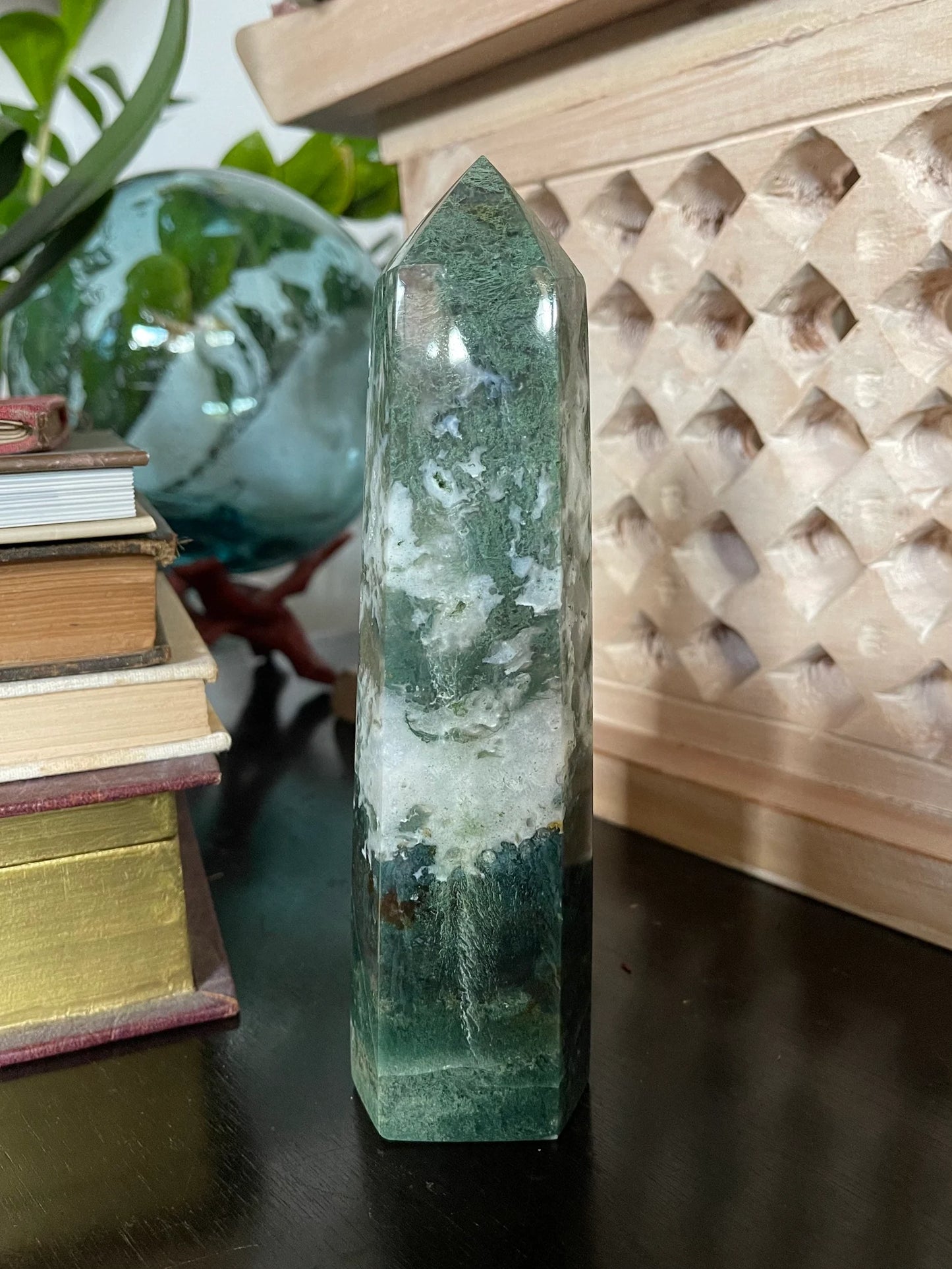 Gorgeous Patterns and Druzy Moss Agate Tower, Bodhi Crystal Magic