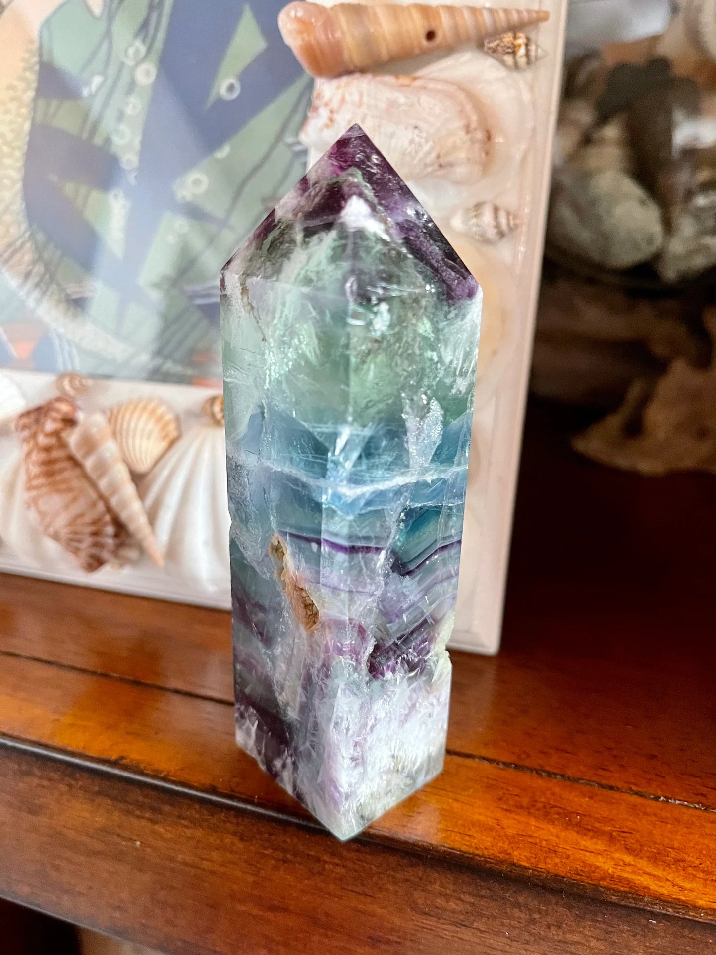 High Quality Rainbow Fluorite Tower, Bodhi Crystal Magic