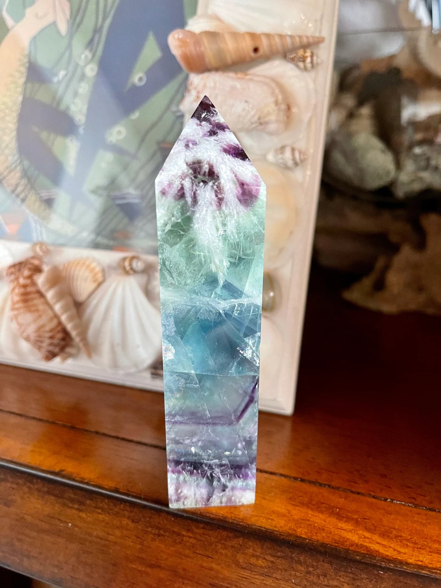 High Quality Rainbow Fluorite Tower, Bodhi Crystal Magic