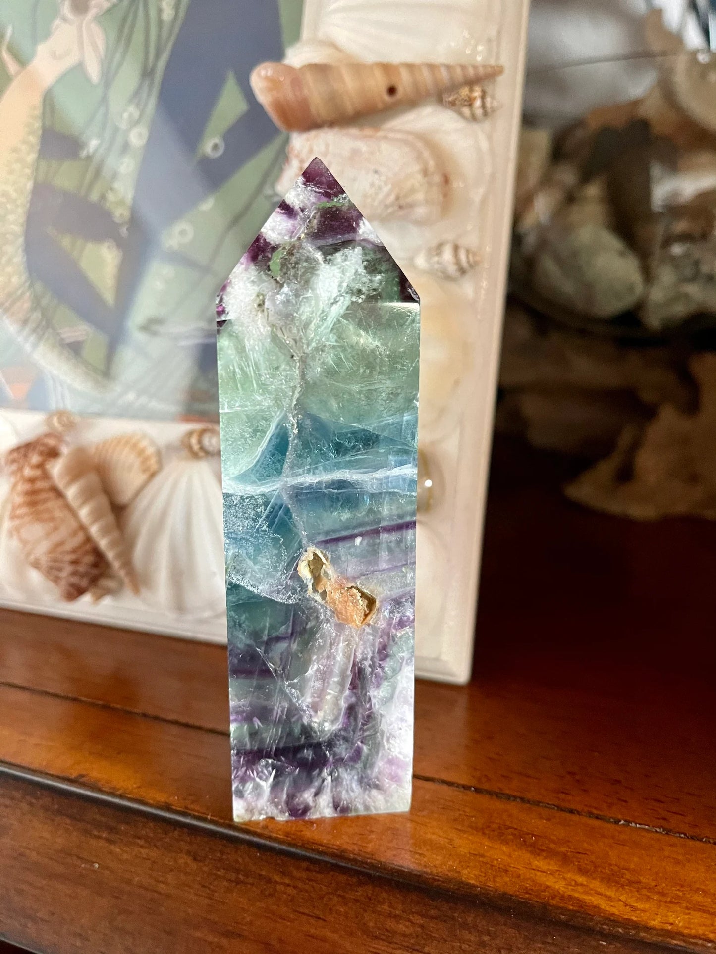 High Quality Rainbow Fluorite Tower, Bodhi Crystal Magic