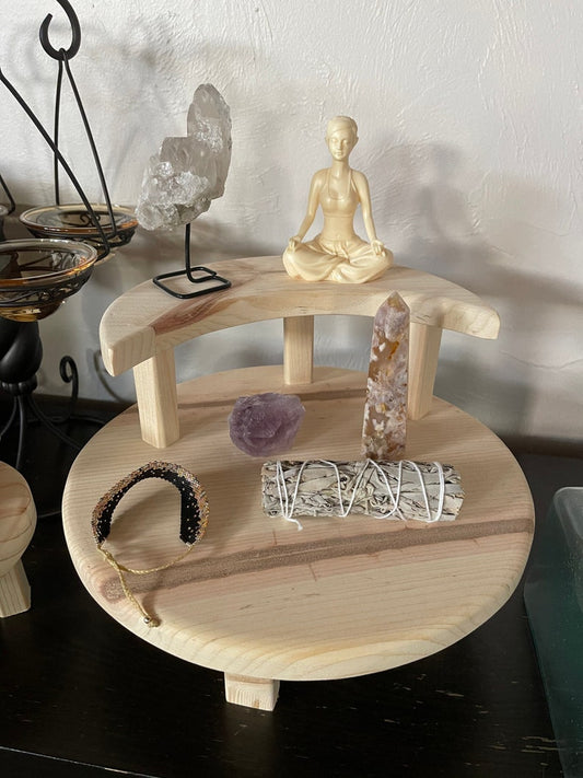Softly Figured Pine Moon Altar Table Set, Home Decor