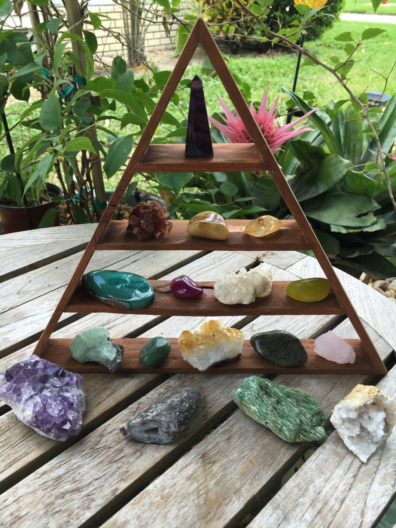 Beautiful Stained Wood Triangle Shelf