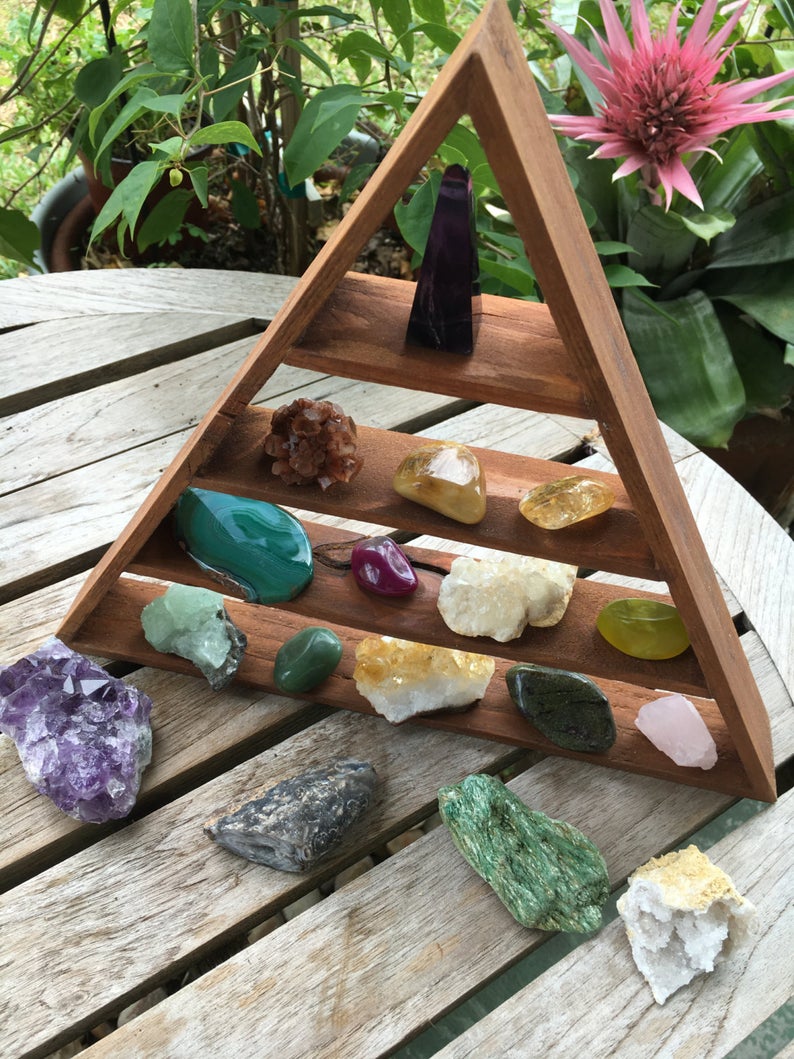 Beautiful Stained Wood Triangle Shelf