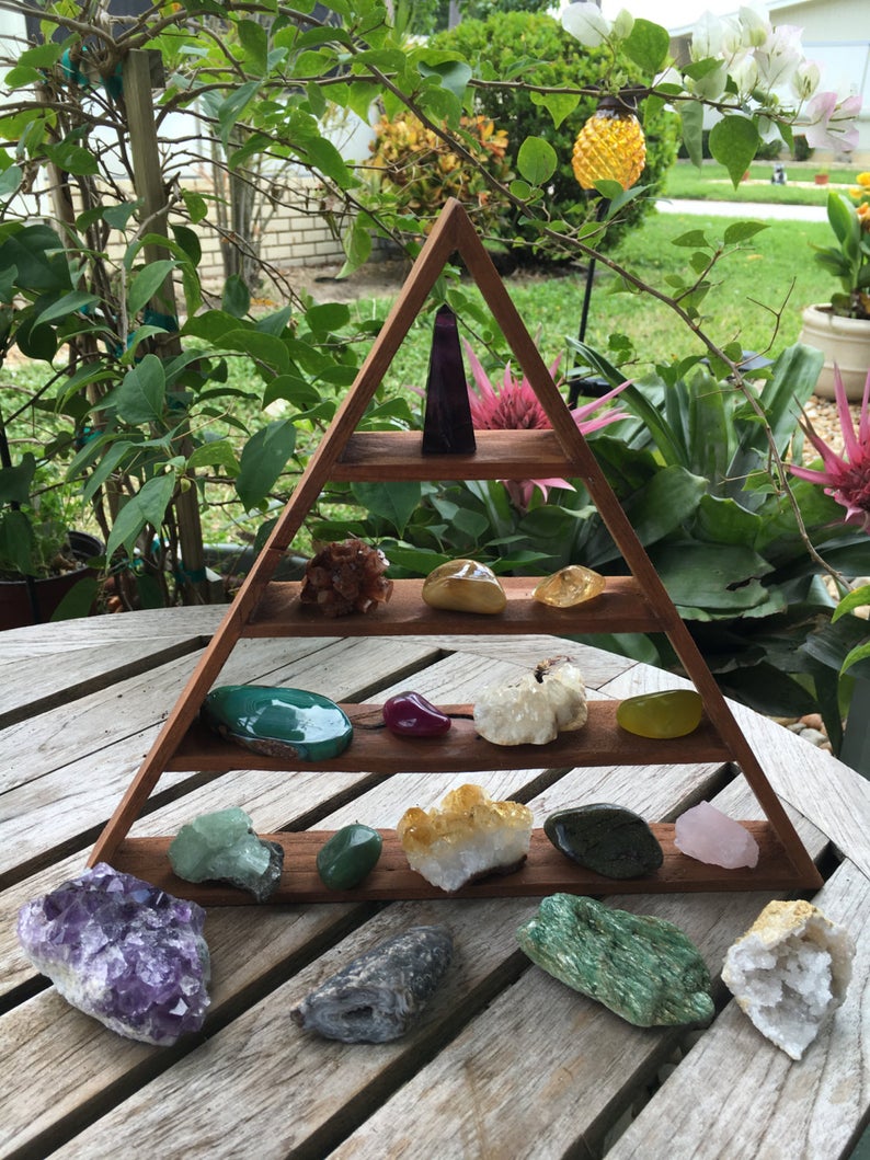 Beautiful Stained Wood Triangle Shelf