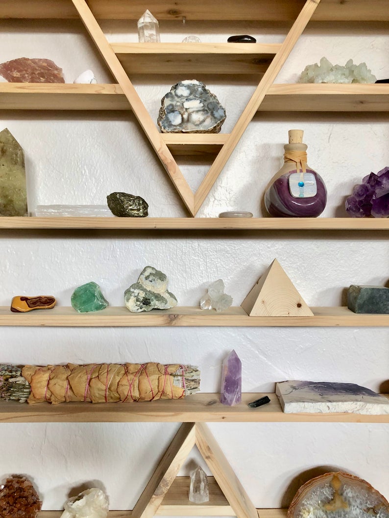 Extra Large Triangle Shelf, Heavy Essential Oil Shelf, Home Decor, Bodhi Signs