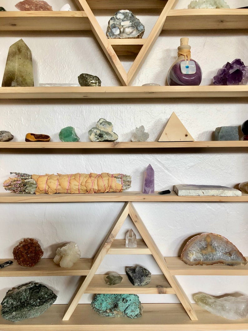 Extra Large Triangle Shelf, Heavy Essential Oil Shelf, Home Decor, Bodhi Signs
