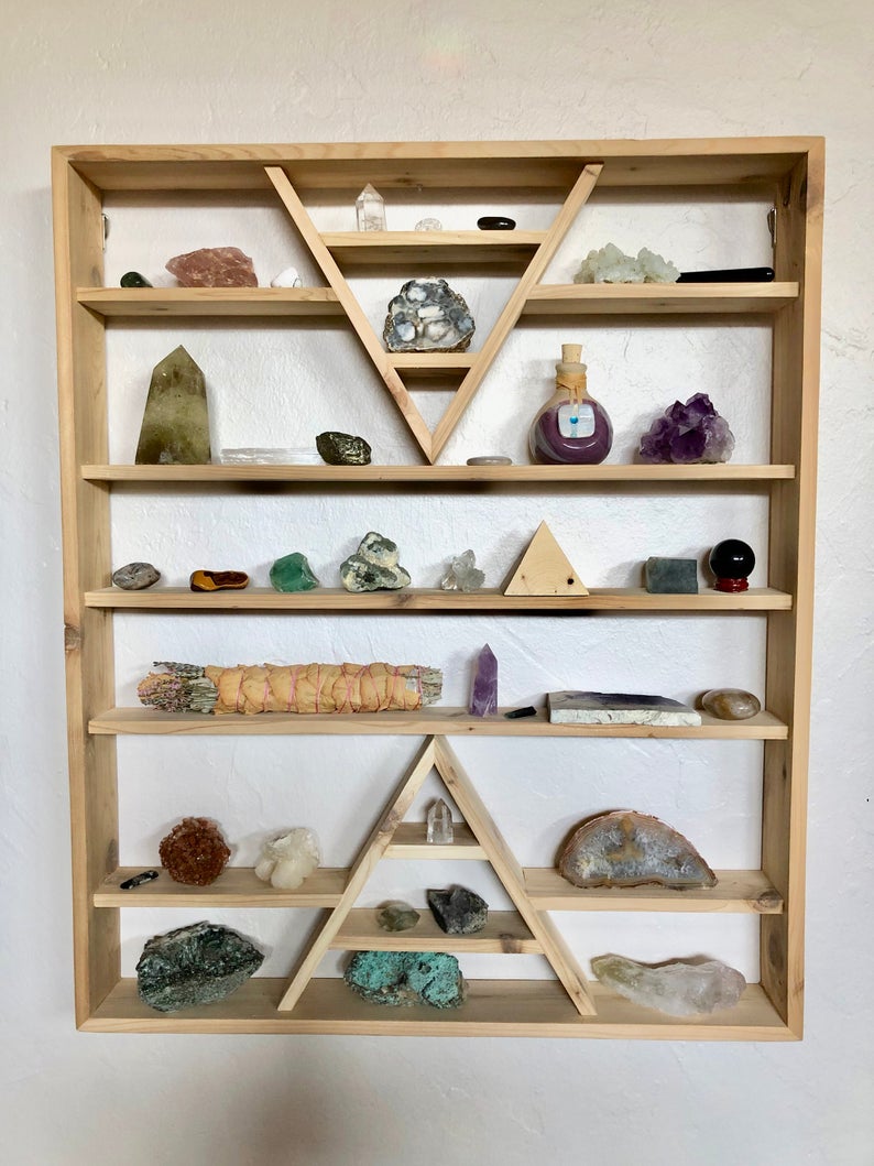 Extra Large Triangle Shelf, Heavy Essential Oil Shelf, Home Decor, Bodhi Signs