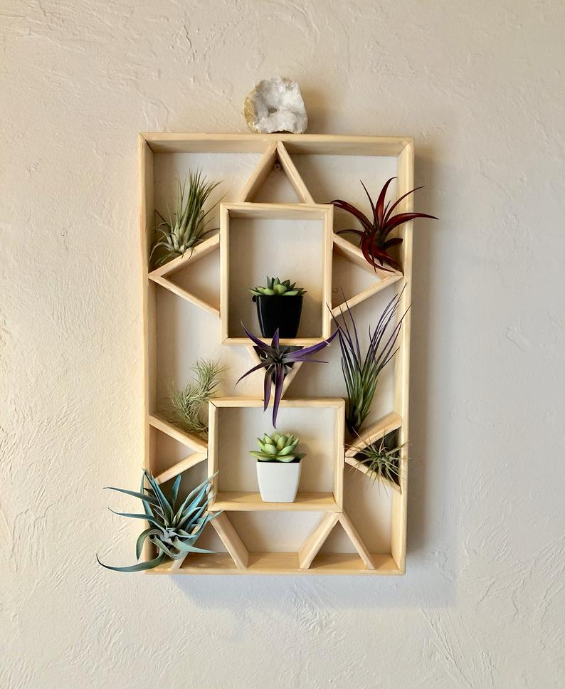 Modern Decor Geometrical Wall Hanging With Air Plants, Home Decor