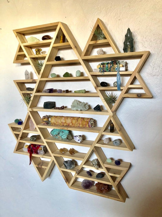 Lots of Triangle Shelves, Geometric Decor, Restaurant Decor, Pyramid Shelves, Over 12' of Shelving Space, Urban Decor, Large Triangle Shelf