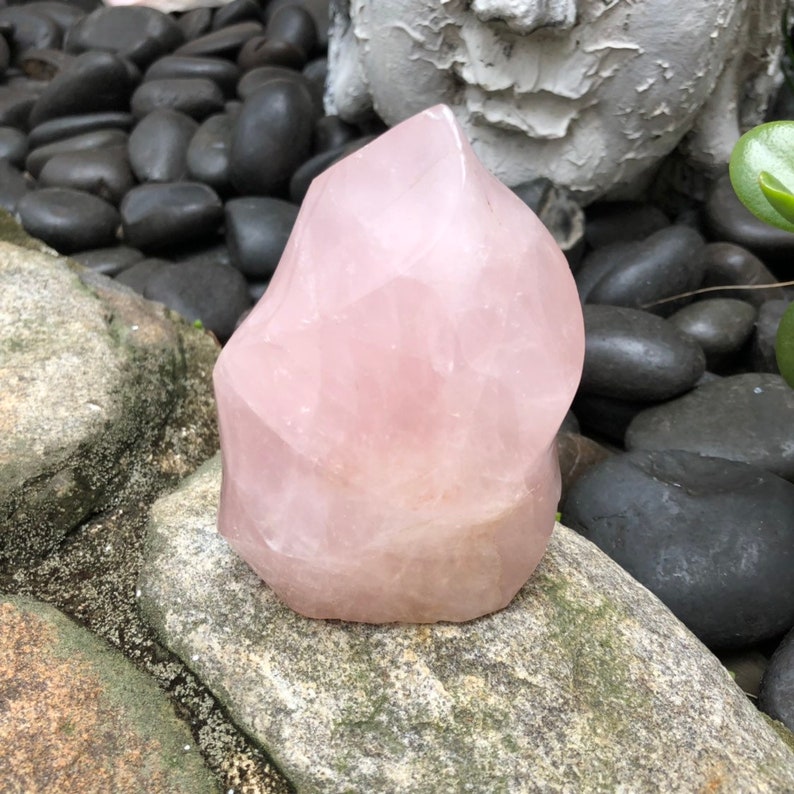 Loving Energy Rose Quartz Flame, Natural Crystal Flame, 1.3 lbs, Crystal Magic