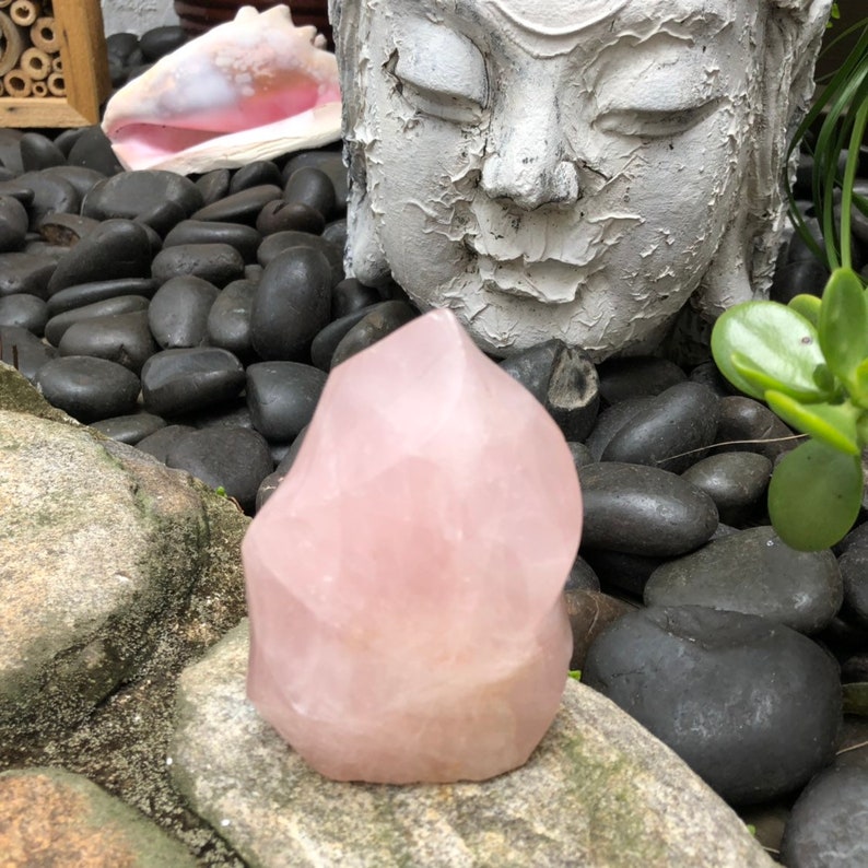 Loving Energy Rose Quartz Flame, Natural Crystal Flame, 1.3 lbs, Crystal Magic