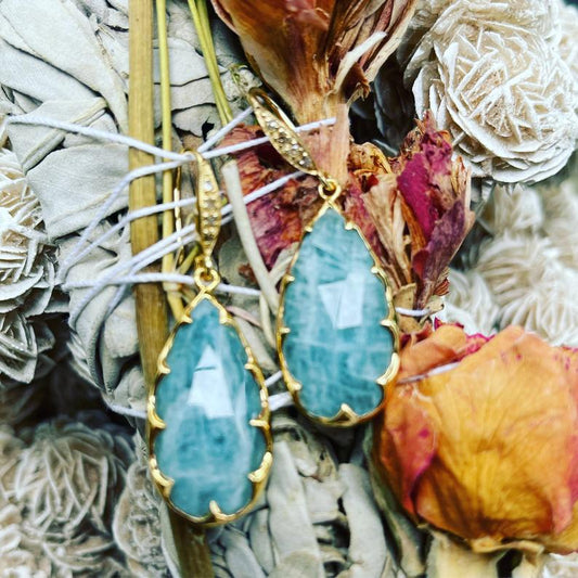 Spectacular Blue Agate Drop Earrings, Bodhi Jewelry
