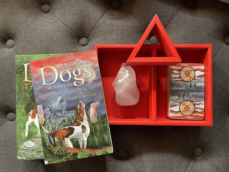 Dog Lovers Gift Set, Valentine Box, Crystal Gift Set, Hand Crafted Oracle Tarot Box, Oracle Decks, Tarot Decks, Gift Ideas, Dogs Price: