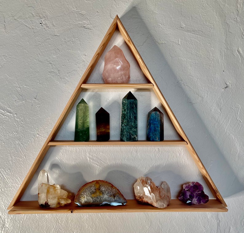 Extra Large Triangle Shelf, Large Crystal Display, Wand Shelf, Wand Display, Metaphysical, Geometrical, Pyramid Shelf, Meditation, Yoga