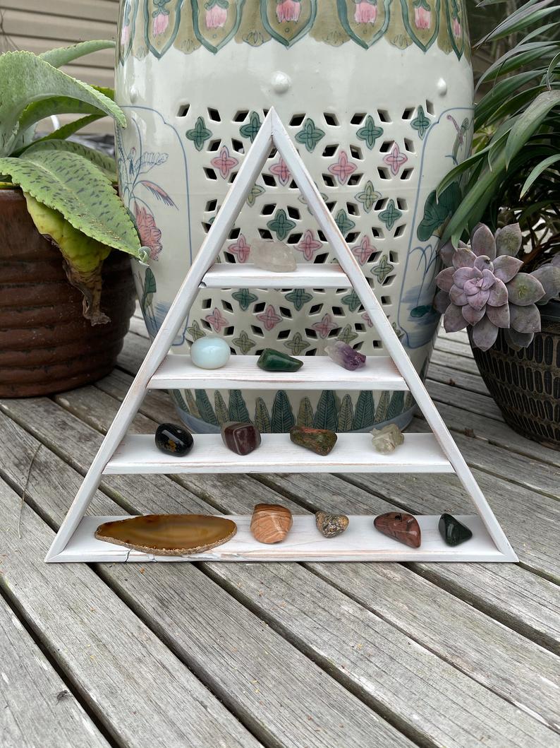 Distressed White Triangle Shelf