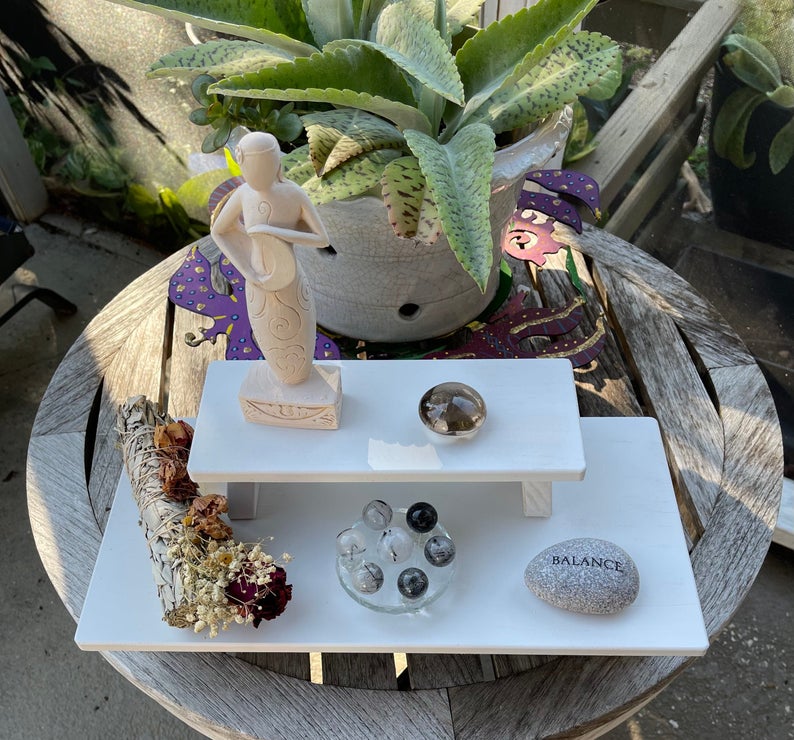 Pre Order, White Zen Meditation Table Set, Stacking Tables, Hand Crafted Pine, Prayer Tables, Altar, Pine Table Set, Meditation, Home Accent