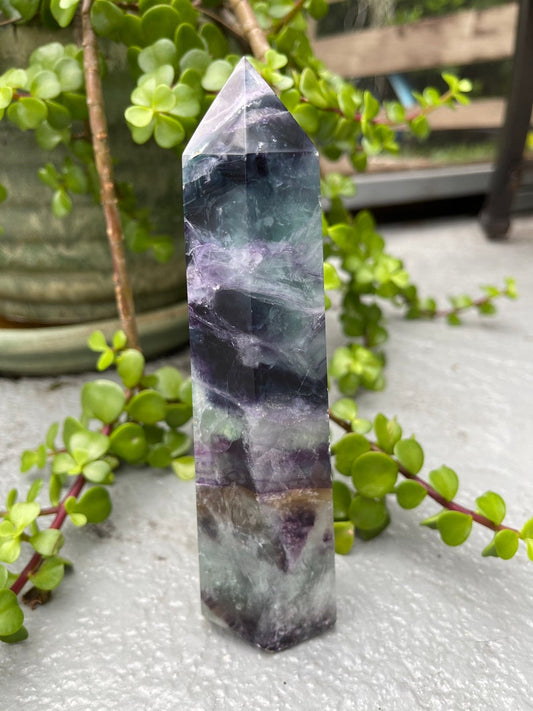 Striking Rainbow Fluorite Tower, 1.4 lbs Large Fluorite Generator, Crystal Magic