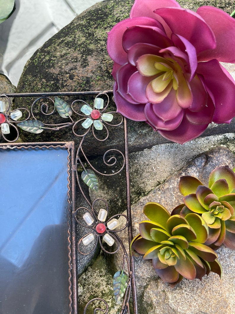 Sweet Vintage Frame with Floral Beads, Old World Vintage