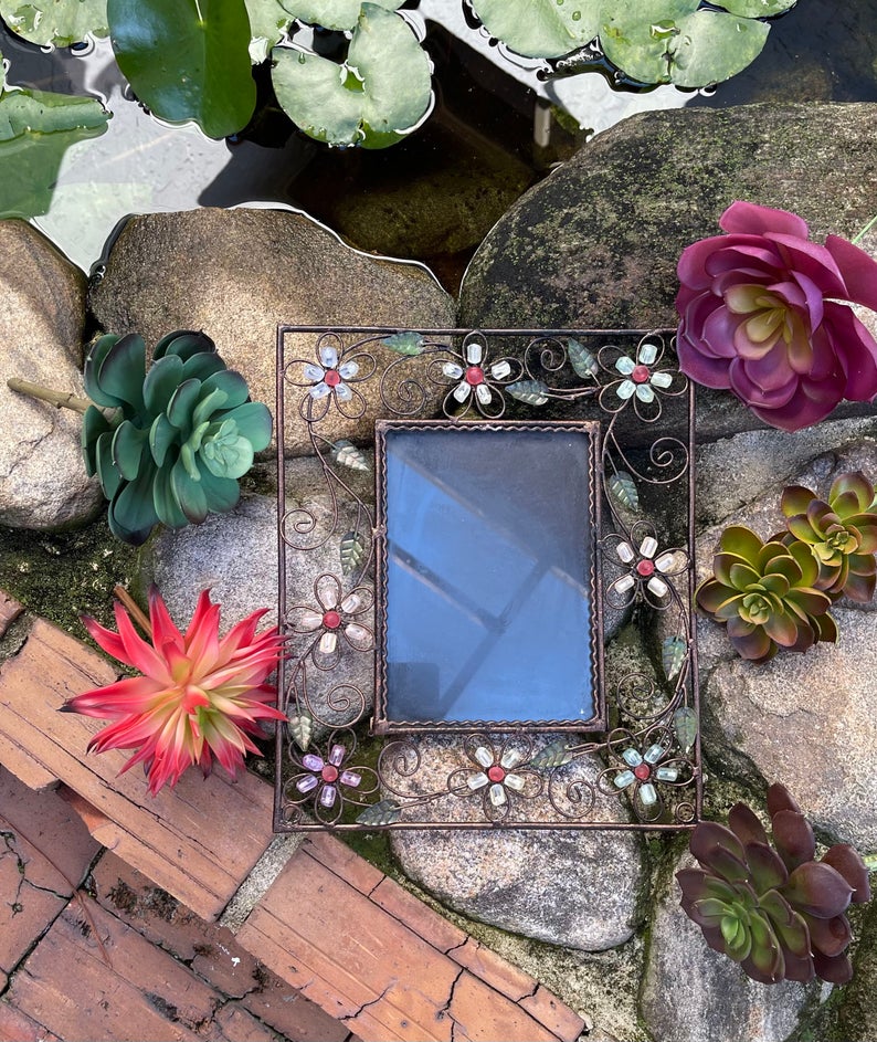 Sweet Vintage Frame with Floral Beads, Old World Vintage