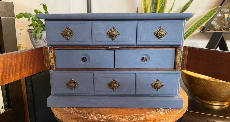 Tradewinds Blue Vintage Jewelry Cabinet,  Lovecycled