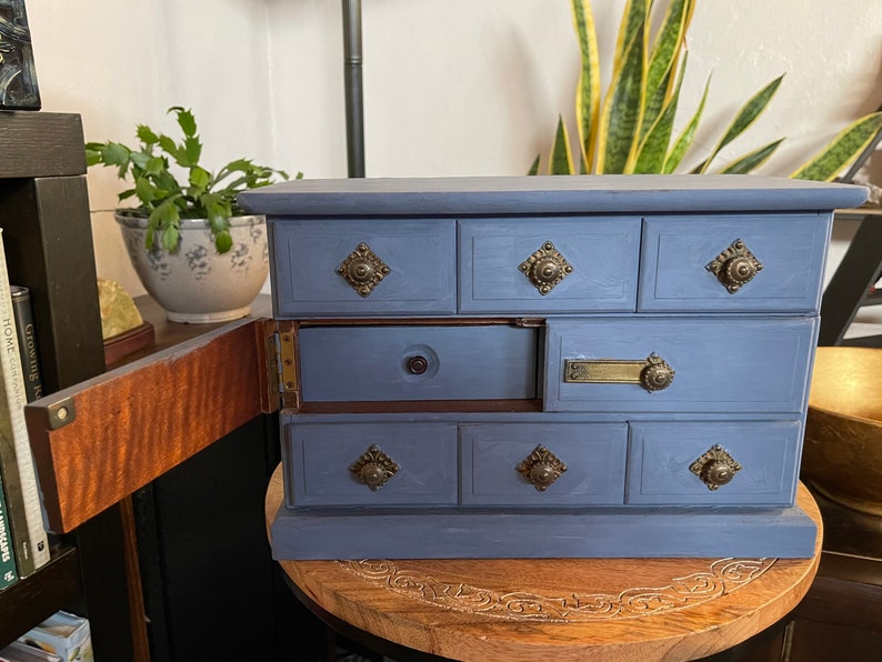 Tradewinds Blue Vintage Jewelry Cabinet,  Lovecycled