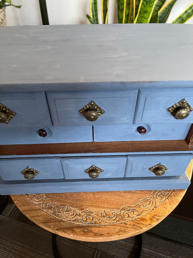 Tradewinds Blue Vintage Jewelry Cabinet,  Lovecycled