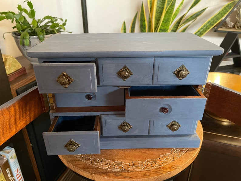 Tradewinds Blue Vintage Jewelry Cabinet,  Lovecycled