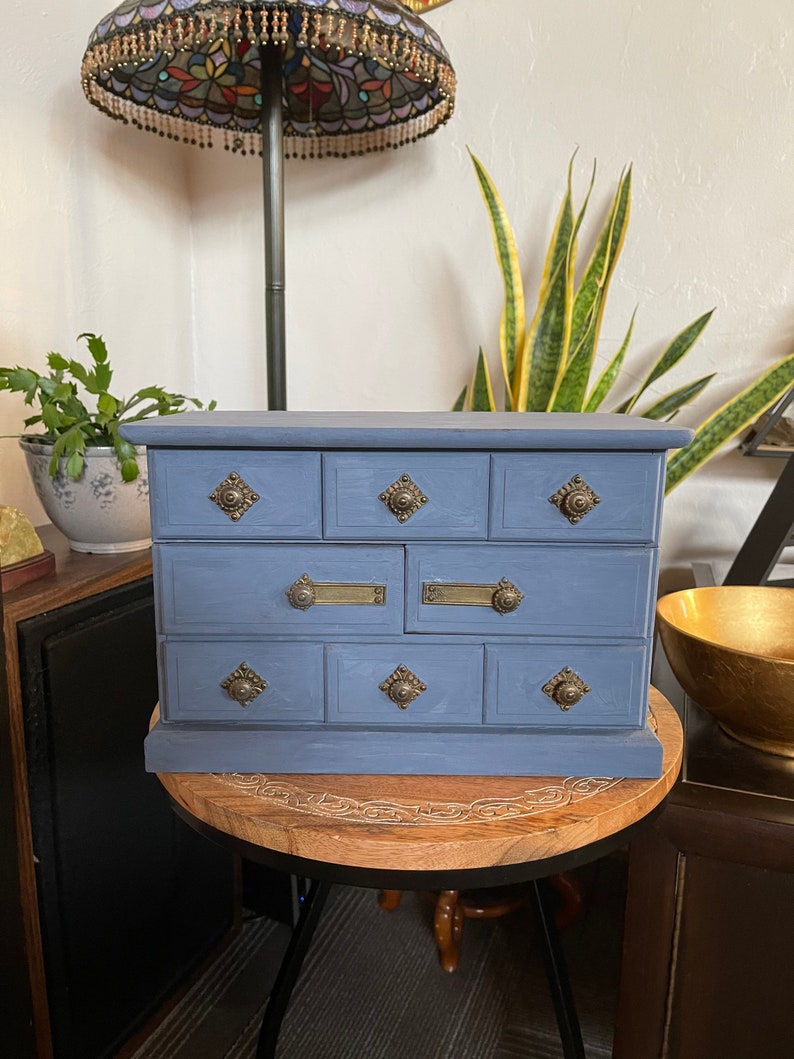 Tradewinds Blue Vintage Jewelry Cabinet,  Lovecycled