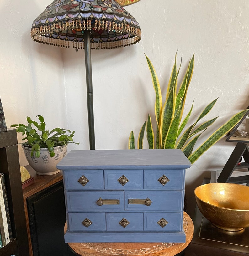 Tradewinds Blue Vintage Jewelry Cabinet,  Lovecycled