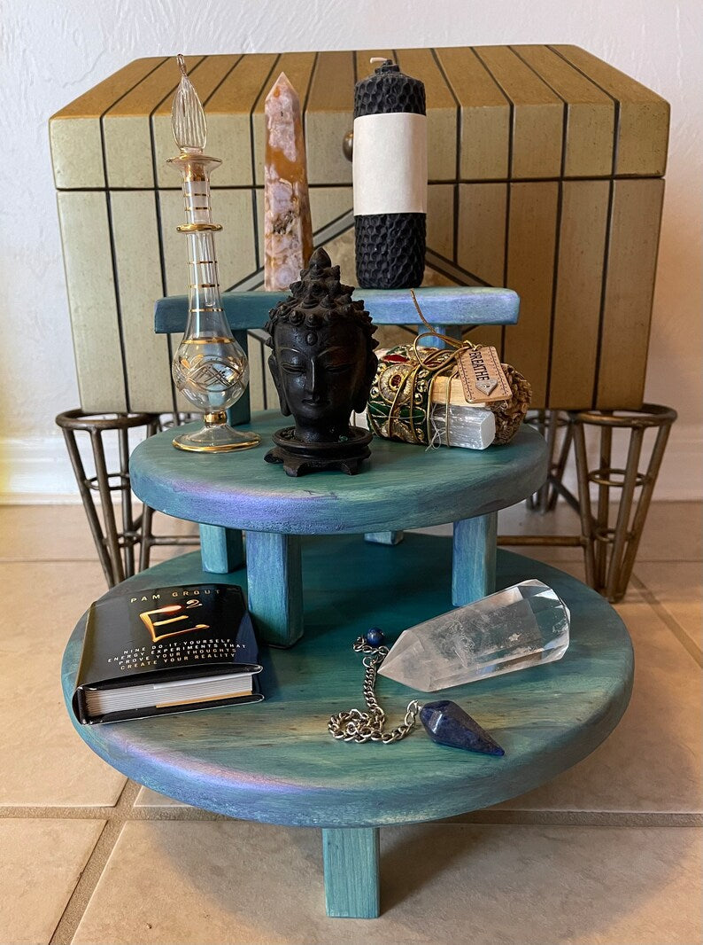 Galaxy Stain Crescent Moon Meditation Tables, Home Decor