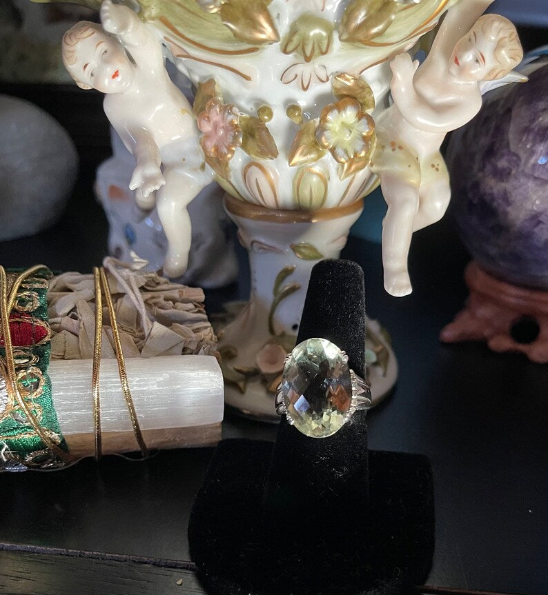 Beautiful Green Amethyst Statement Ring, Bodhi Jewelry