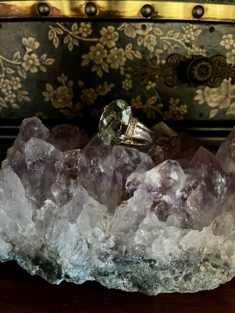 Beautiful Green Amethyst Statement Ring, Bodhi Jewelry