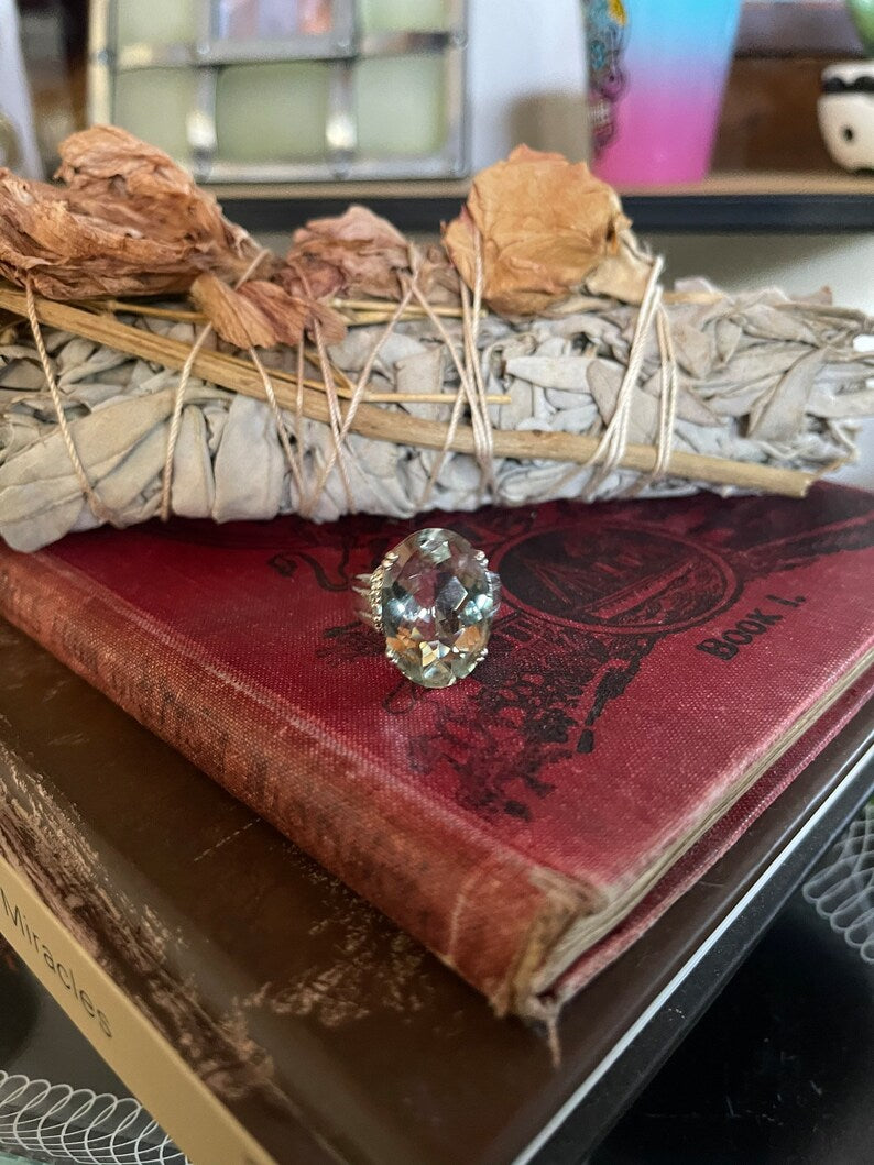 Beautiful Green Amethyst Statement Ring, Bodhi Jewelry