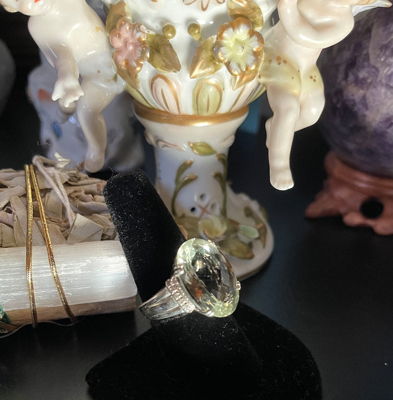Beautiful Green Amethyst Statement Ring, Bodhi Jewelry