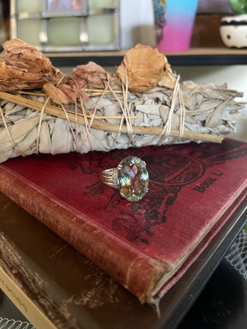 Beautiful Green Amethyst Statement Ring, Bodhi Jewelry