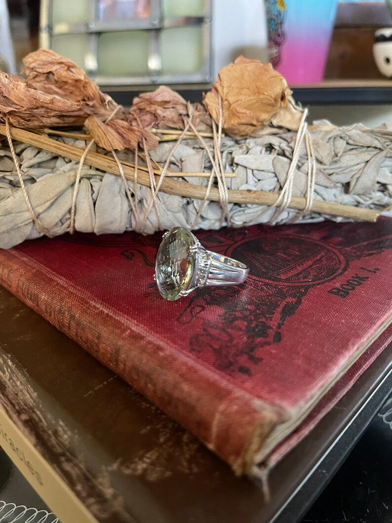 Beautiful Green Amethyst Statement Ring, Bodhi Jewelry