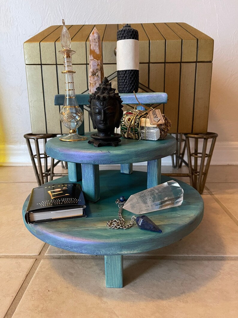 Galaxy Stain Crescent Moon Meditation Tables, Home Decor