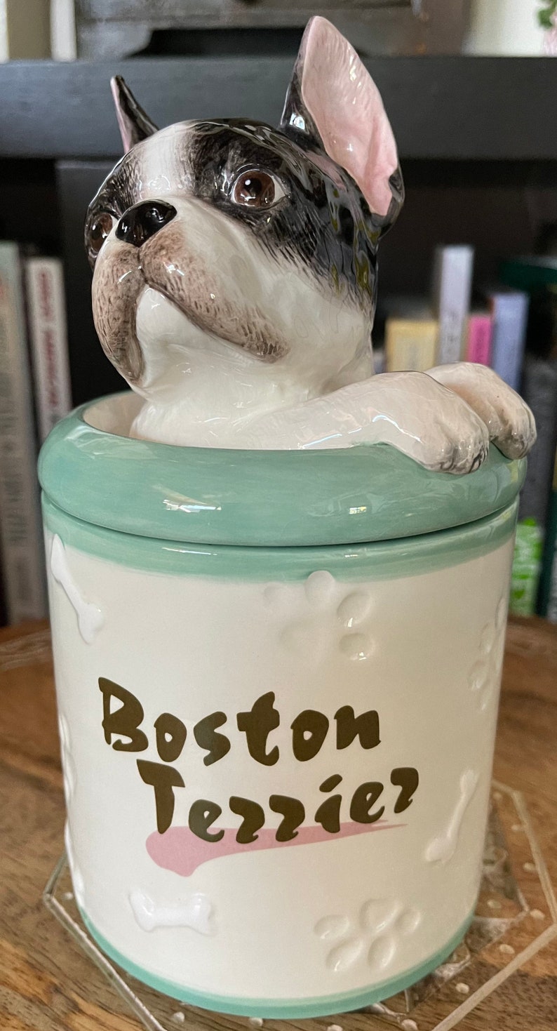 Boston Terrier Gift, Vintage Boston Terrier Canister, Old World Vintage