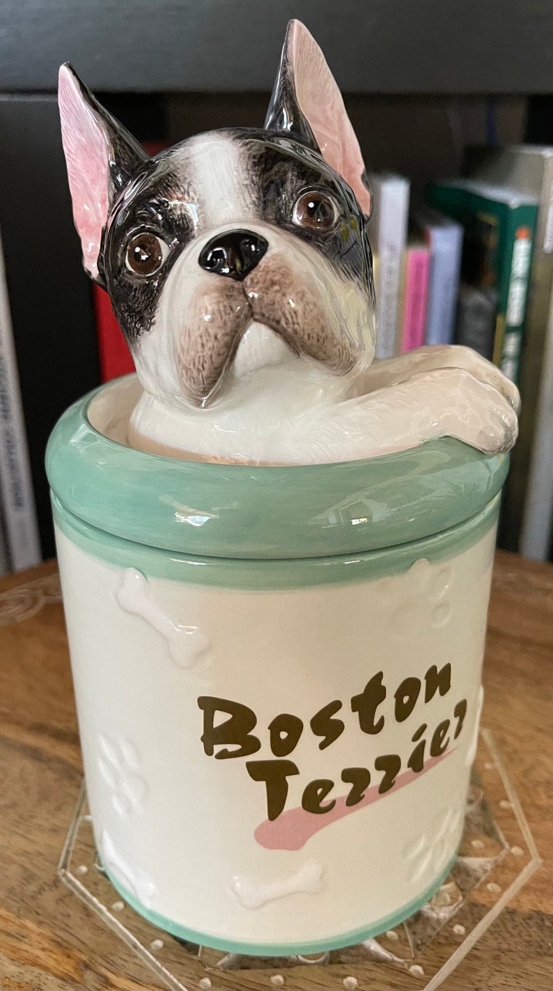 Boston Terrier Gift, Vintage Boston Terrier Canister, Old World Vintage
