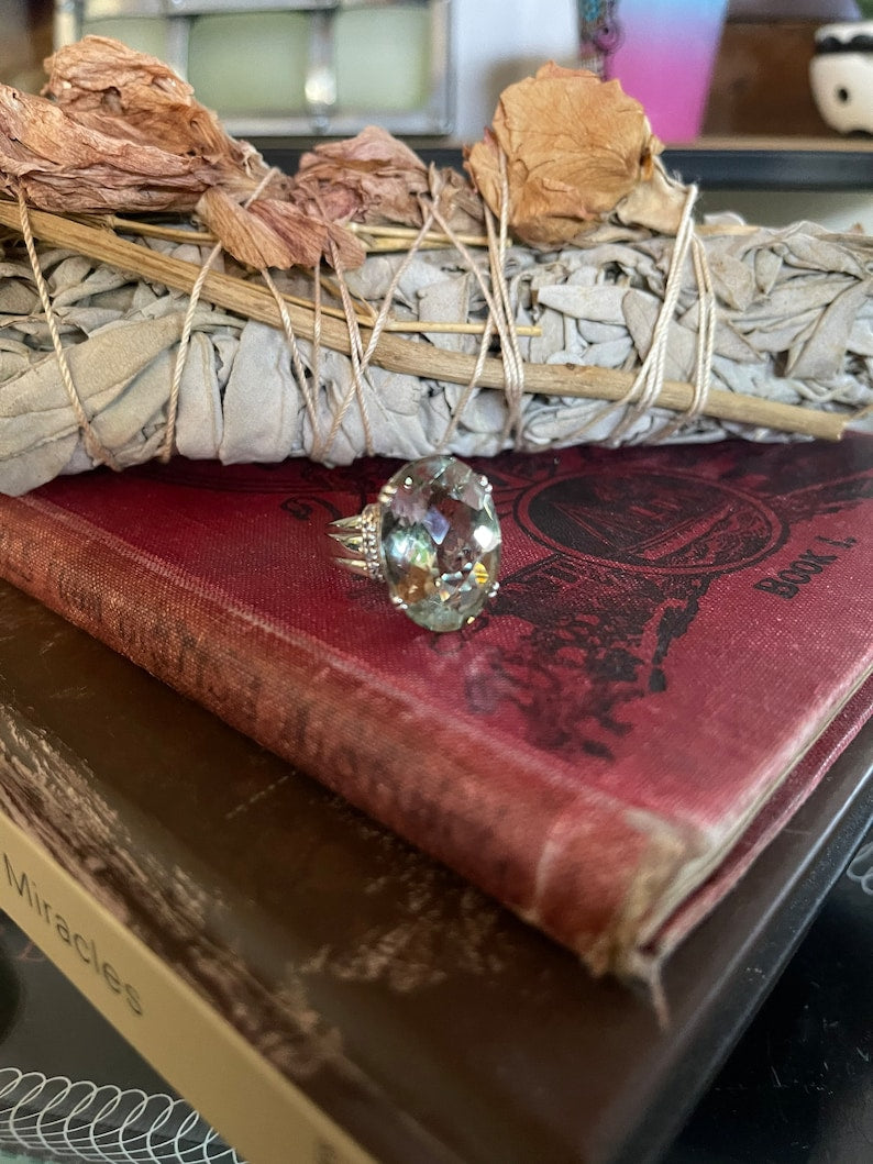 Beautiful Green Amethyst Statement Ring, Bodhi Jewelry