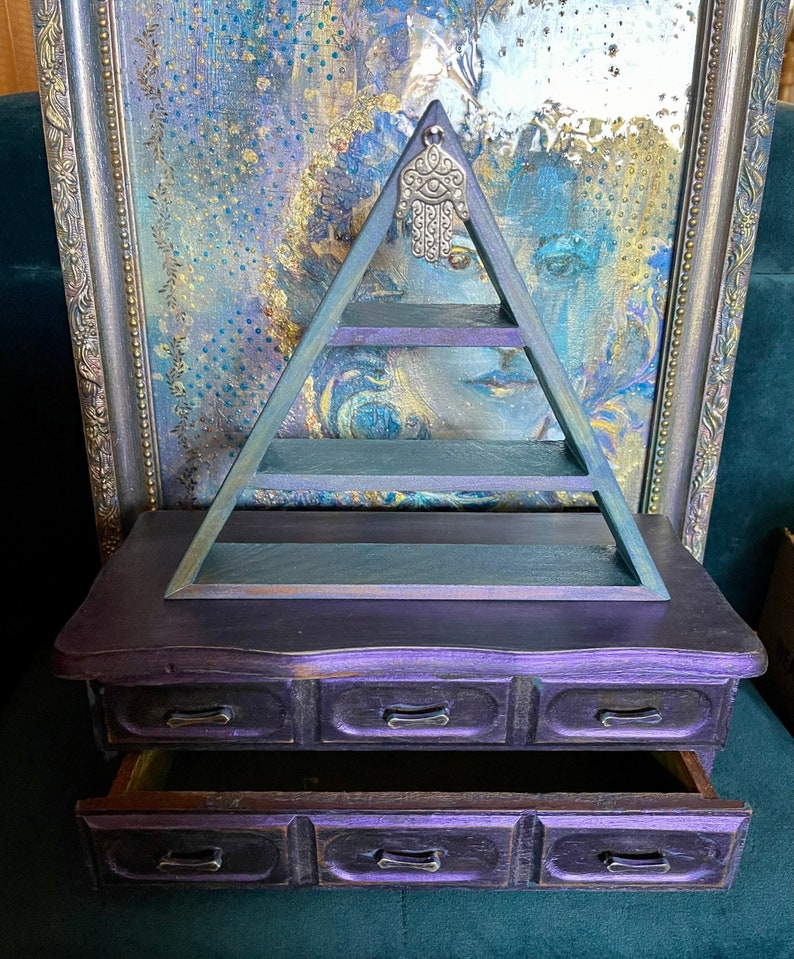 Spirited Bohemian Vintage Jewelry Box with Triangle Shelf, Gift Sets
