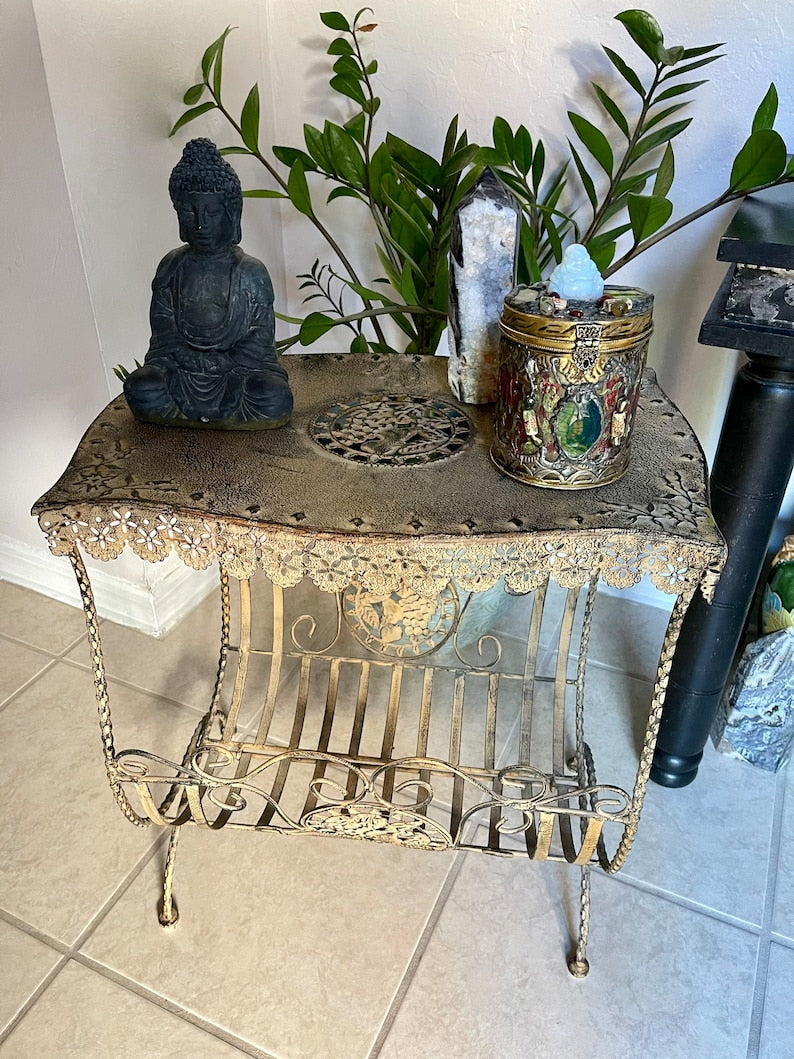 Spirited Bohemian Vintage Plant Stand, Old World Vintage
