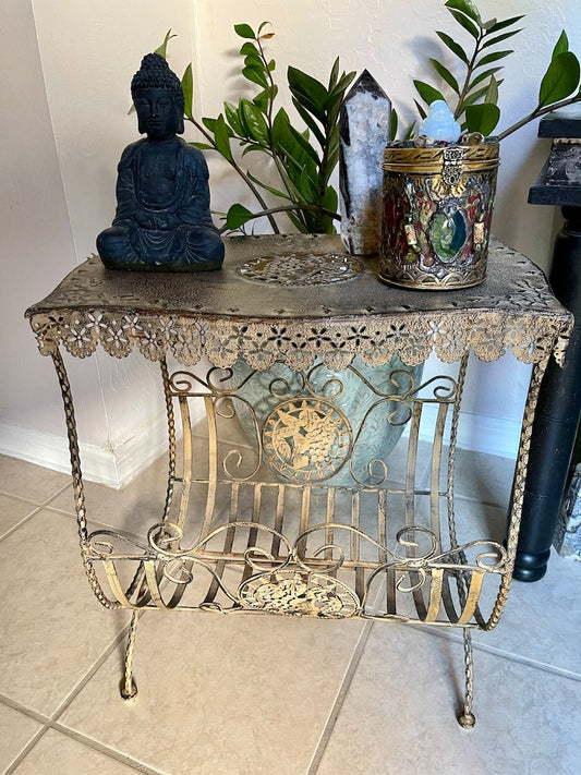 Spirited Bohemian Vintage Plant Stand, Old World Vintage