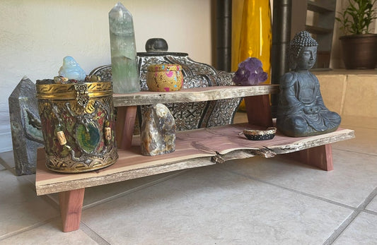 One of a Kind Original, Rare Aromatic Cedar Live Edge Prayer Table, Home Decor