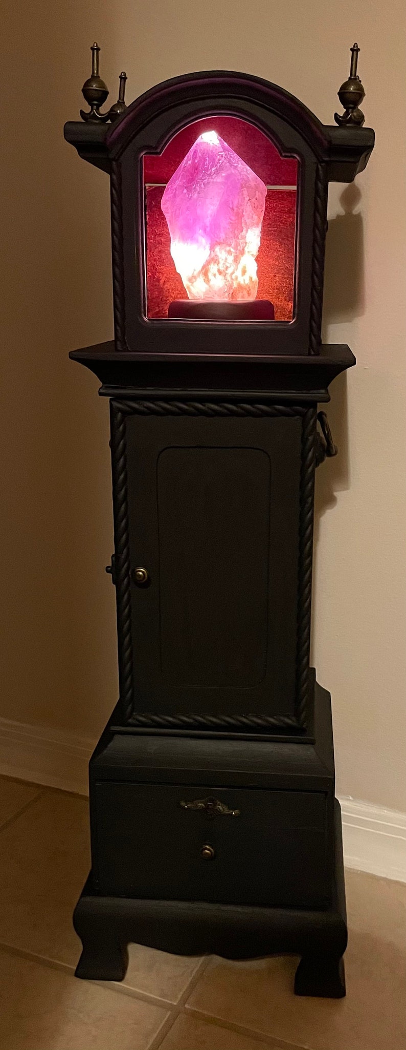 BLACK MAGIC TWO, Glowing Amethyst, Tall Vintage Cabinet, Home Decor